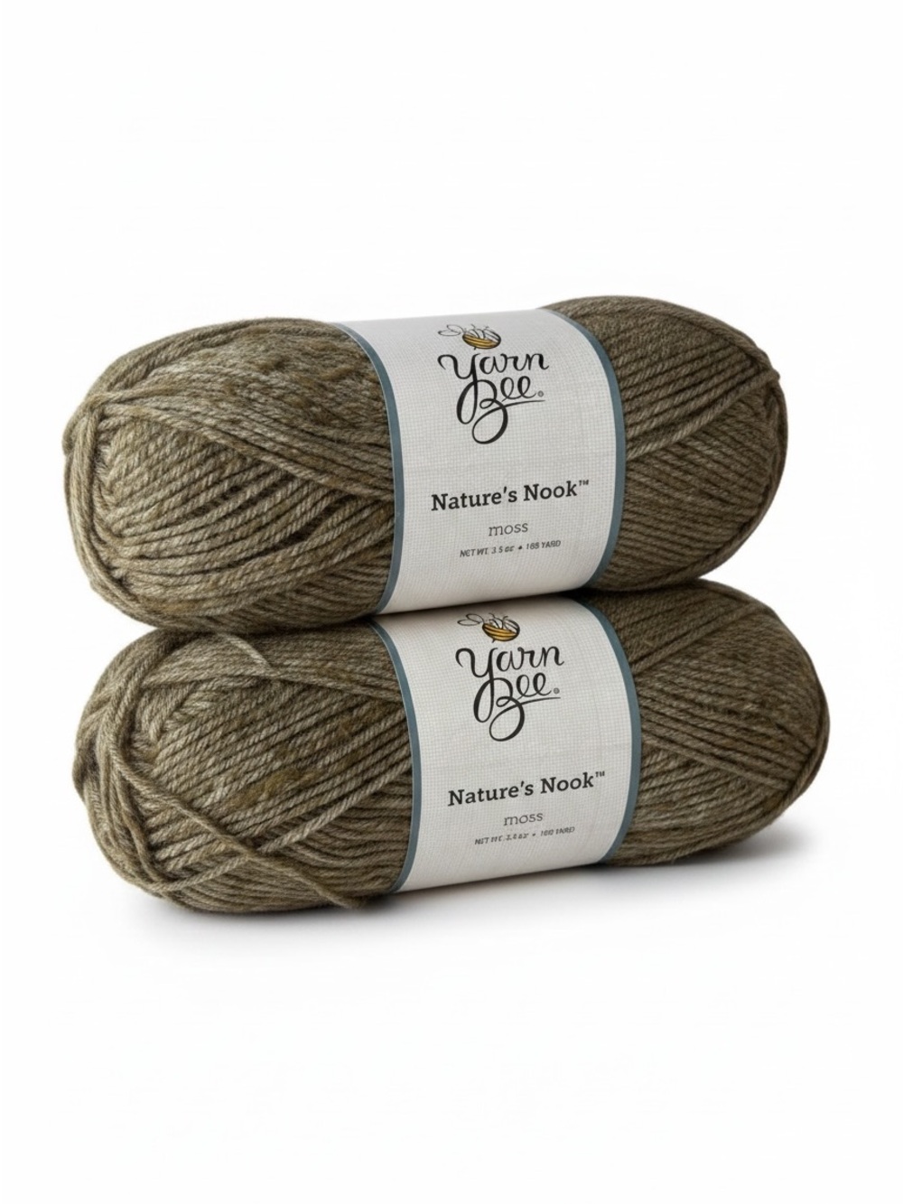 Yarn Bee Nature's Nook Moss Lot of 2 Skeins New Aran Weight Acrylic Blend Yarn